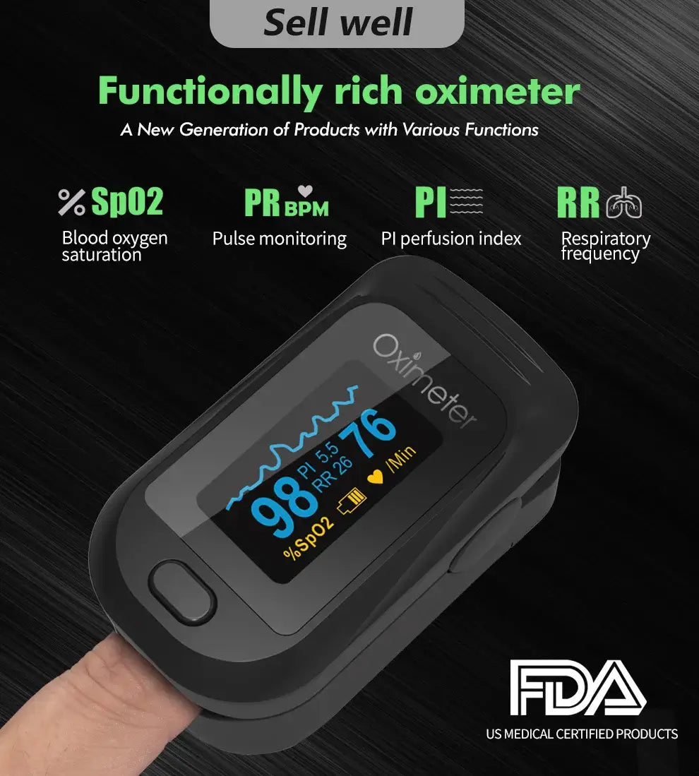 HEALWELL™ Pulse Oximeter – OLED Display, SpO2 & Heart Rate Monitor