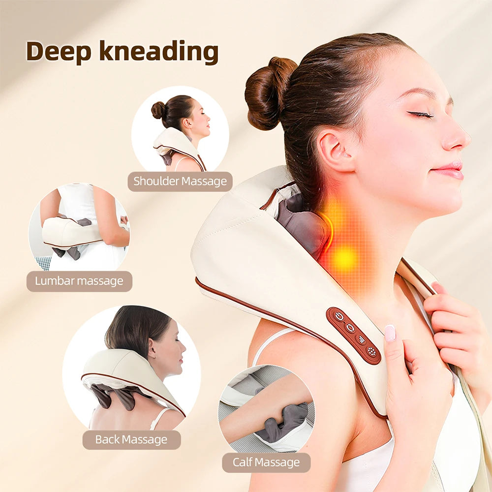 HEALWELL™ Wireless 20W Neck and Shoulder Massager-6-Head Kneading for Ultimate Relaxation